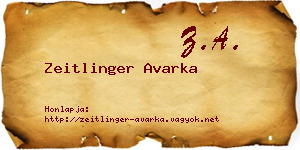 Zeitlinger Avarka névjegykártya